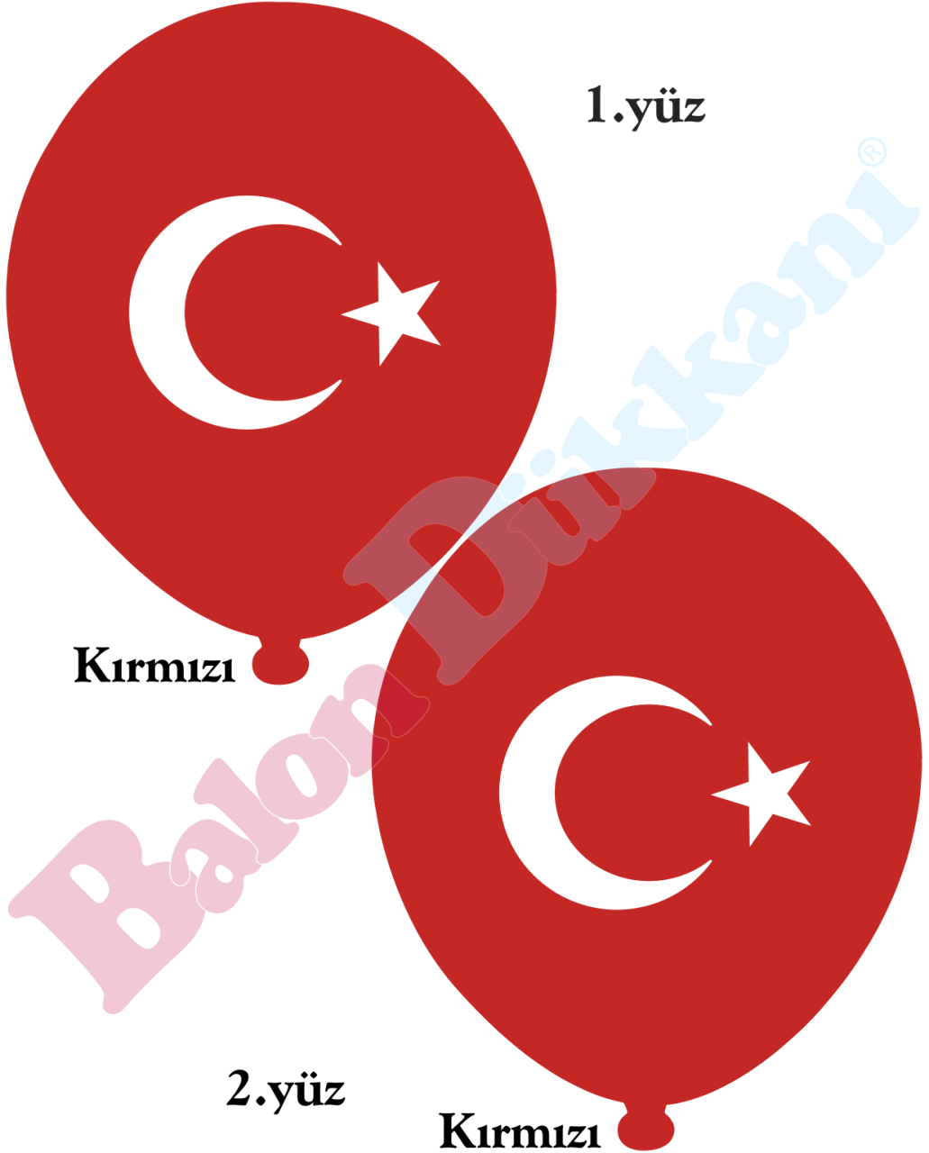12 inch Ay Yıldız Baskılı Balon 100 adet