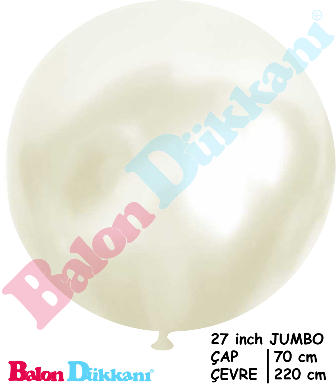 27 inch Jumbo Balon Metalik Beyaz Balon
