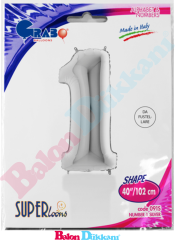 1 Rakamı 40 inch 102 cm Grabo Gümüş