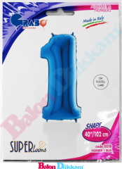 1 Rakamı 40 inch 102 cm Grabo Mavi