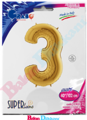 3 Rakamı 40 inch 102 cm Grabo Altın