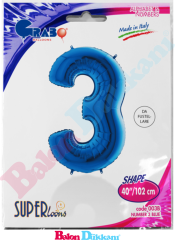3 Rakamı 40 inch 102 cm Grabo Mavi